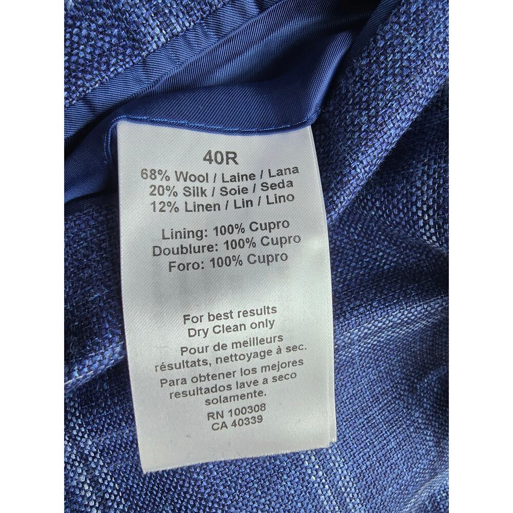 Peter Millar Collection Wool Silk Linen Sport Coat Blazer 40R Unlined Windowpane - Picture 9 of 14